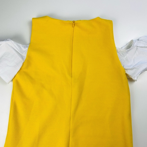 Zara Collection Yellow Ribbed Contrast White Off Shoulder Bardot Shift Dress - Picture 7 of 15